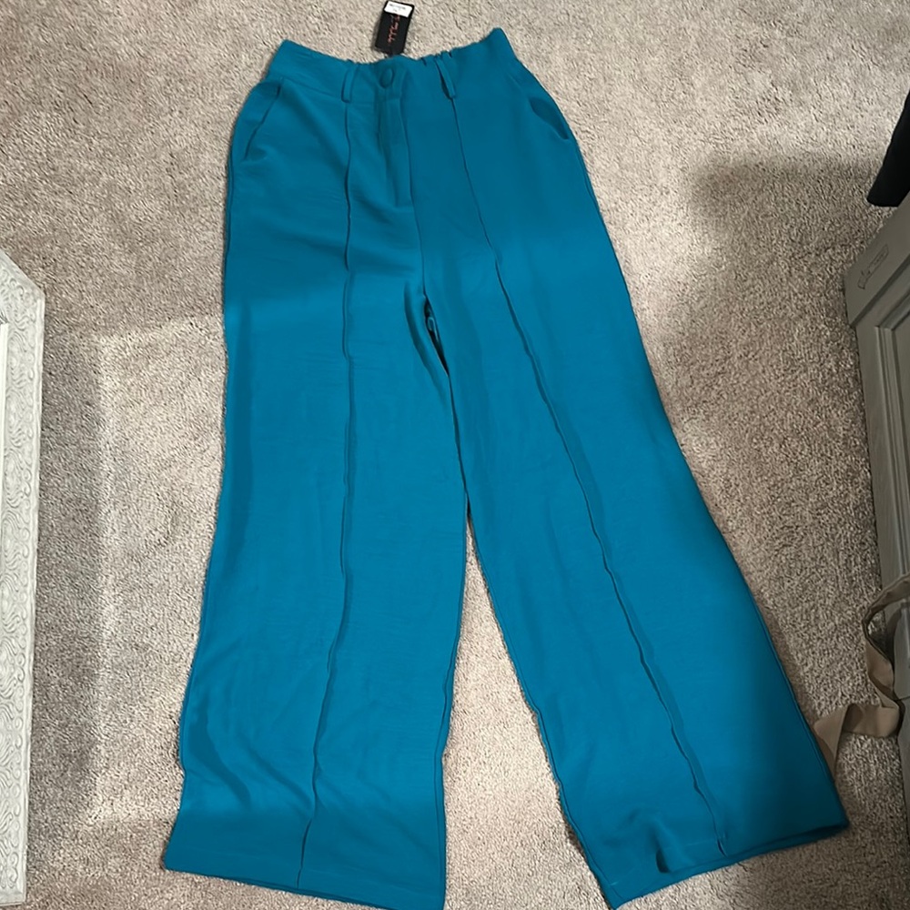 Zara Blue Wide Leg Pants with High Waist